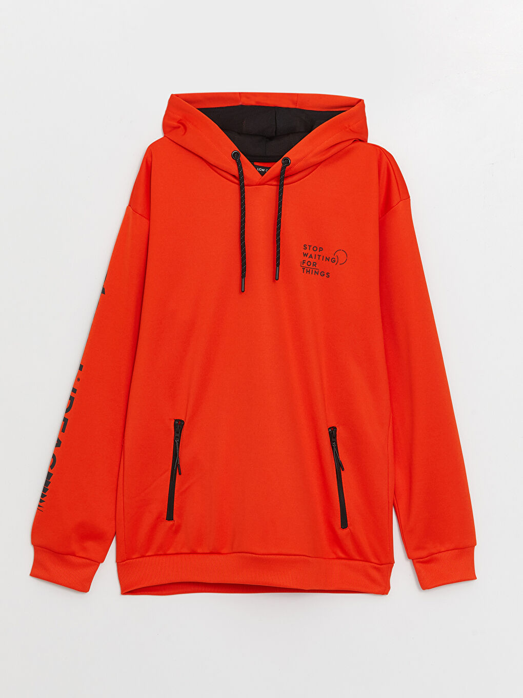 LCW Casual Canlı Turuncu Uzun Kollu Baskılı Erkek Hoodie - 5