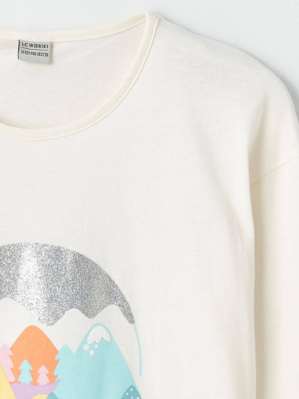Crew Neck Printed Long Sleeve Girls' T-Shirt-1
