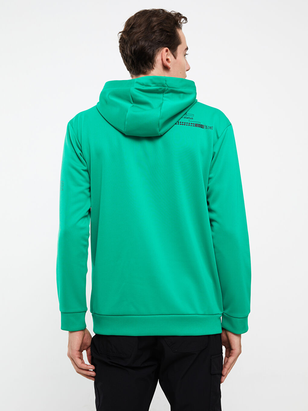 LCW Casual Canlı Yeşil Uzun Kollu Baskılı Erkek Hoodie - 4