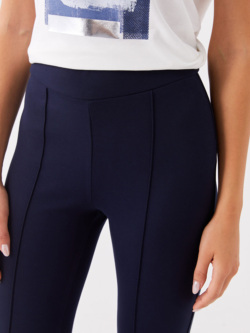 Elasticated Waist Plain Wide Leg Women's Trousers-1