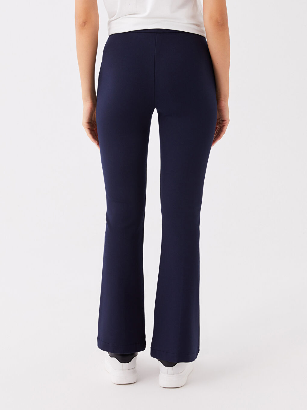 Elasticated Waist Plain Wide Leg Women's Trousers-3
