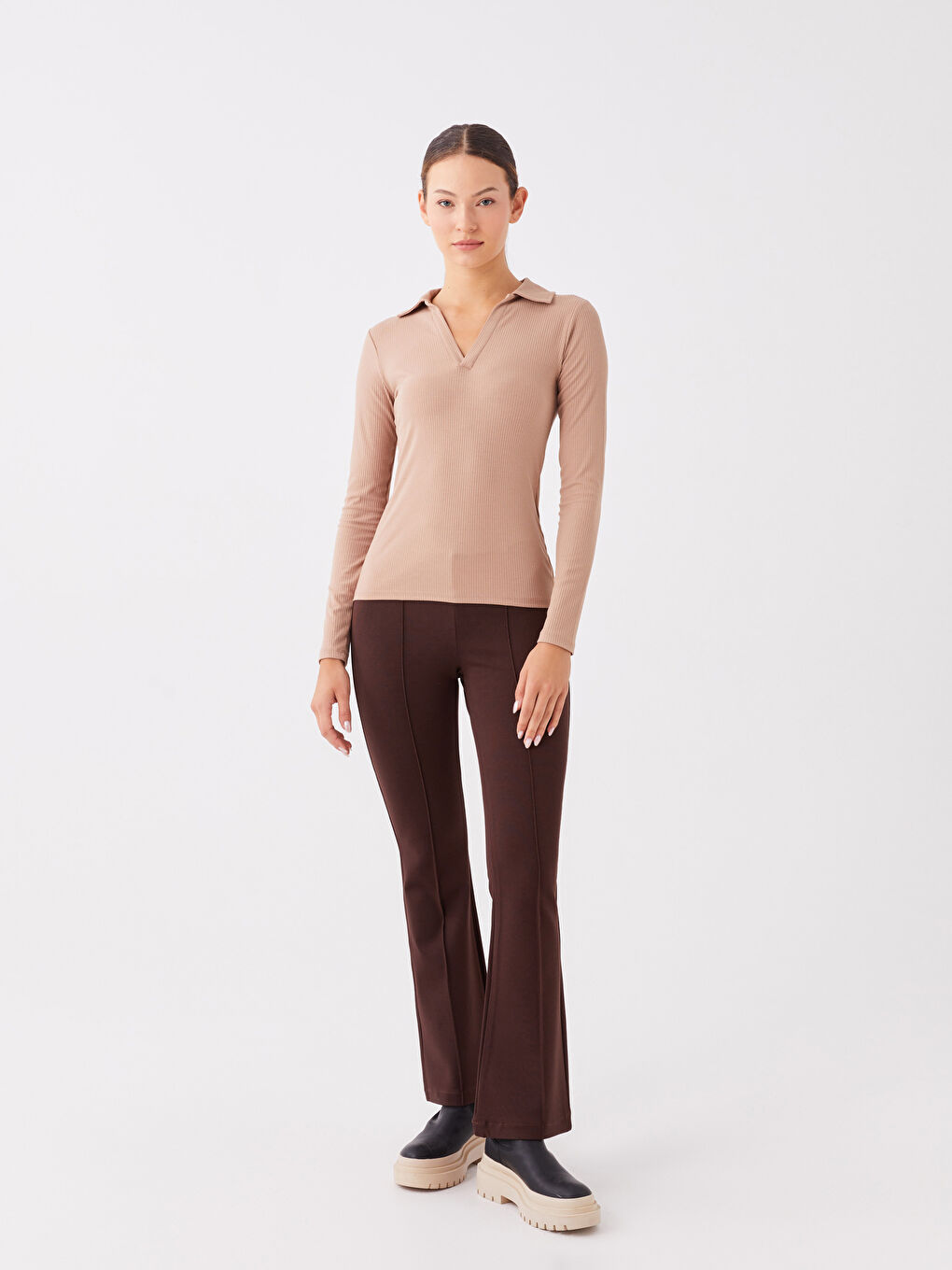 LCWAIKIKI Basic Pantalone sa elastičnim strukom, jednostavne, širokih nogavica za žene -W39781Z8-JTW