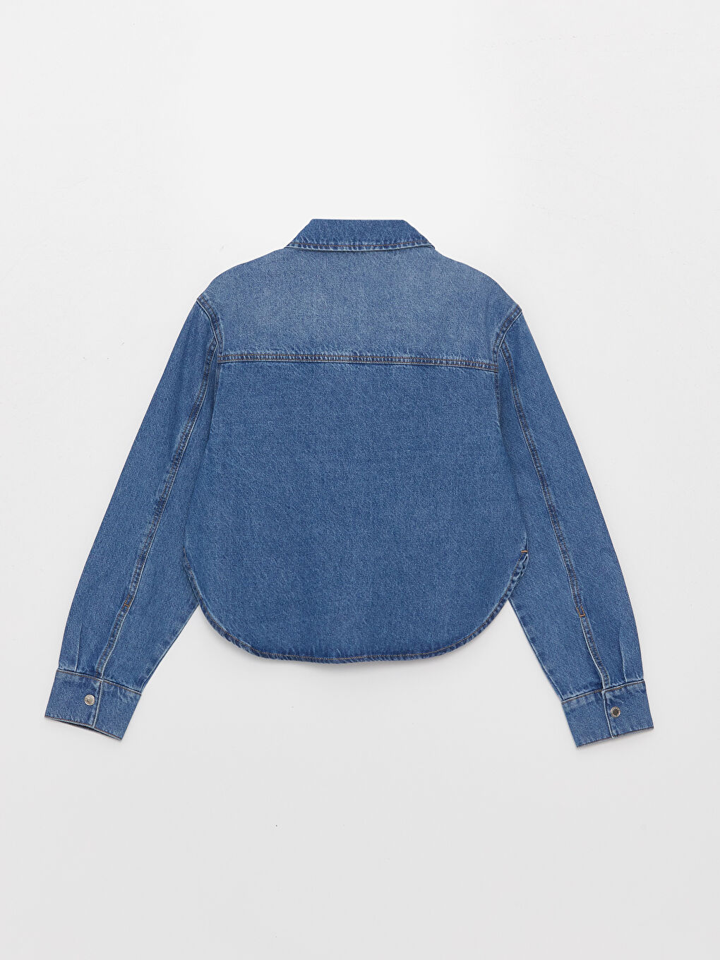 Plain Long Sleeve Women's Denim Jacket-6