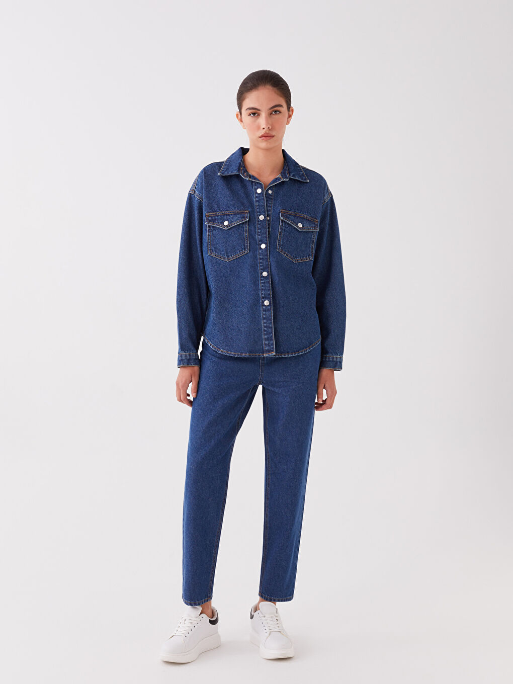 Oversize Damen Denim-Hemdjacke-2