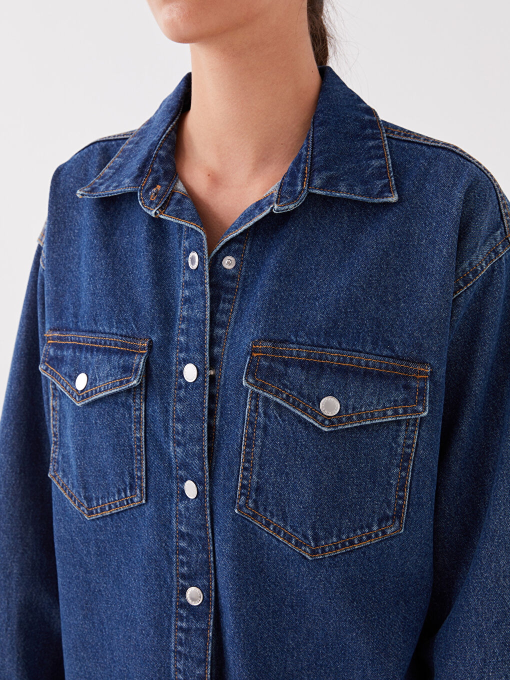 Oversize Damen Denim-Hemdjacke-3