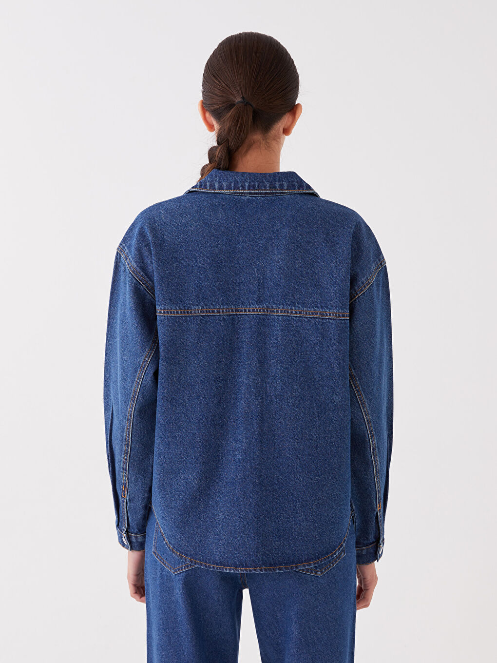 Oversize Damen Denim-Hemdjacke-4