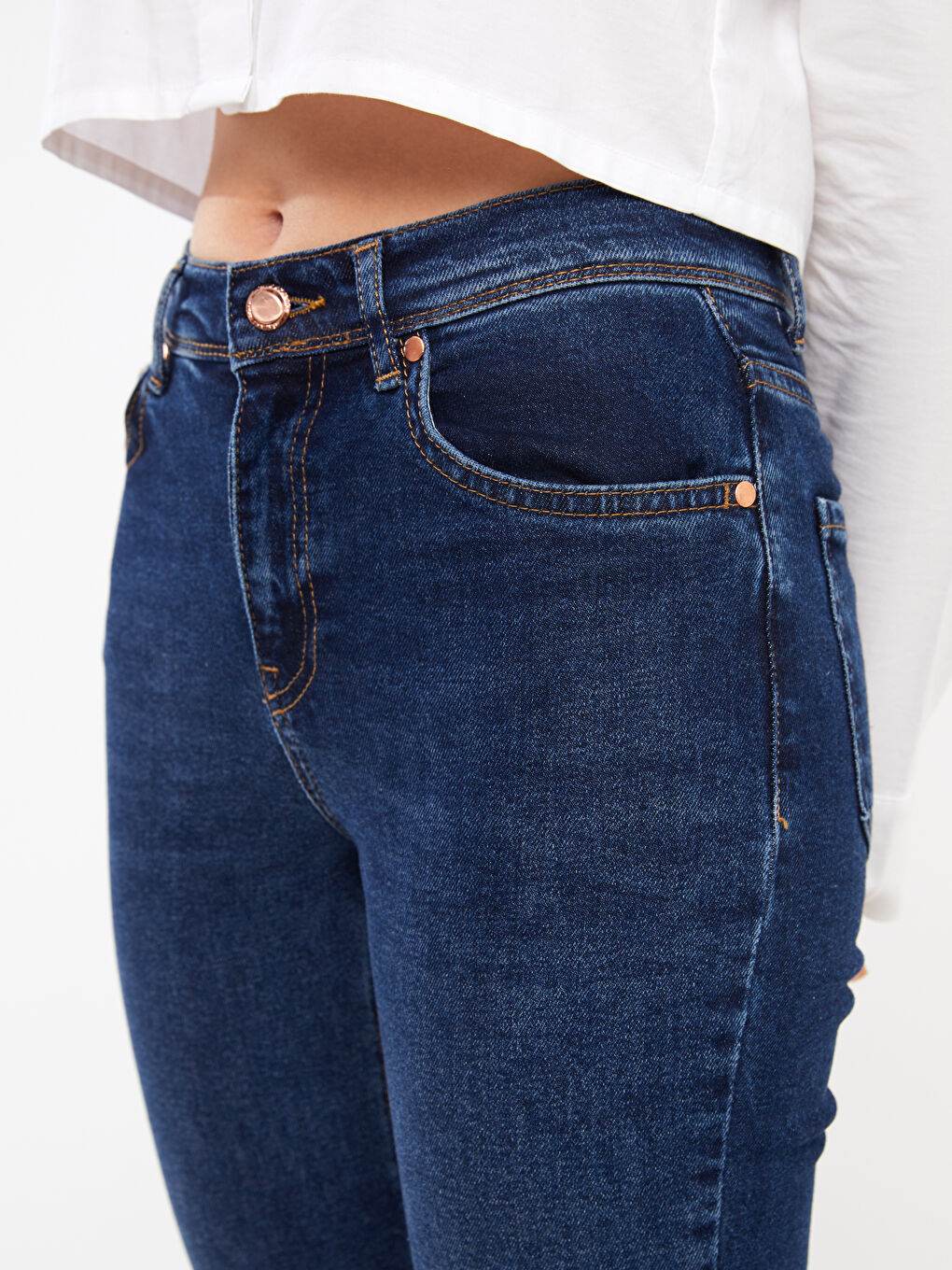 LCW Jeans Koyu Rodeo Yüksek Bel Mars Flare Kadın Jean Pantolon - 3