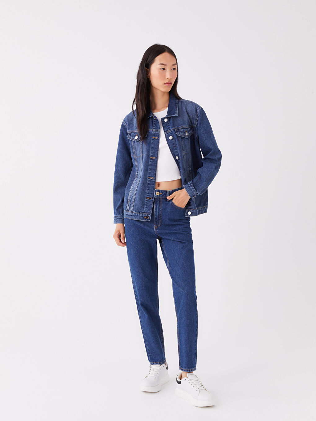 LCW Jeans Collared Neck Women's Denim Jacket -W39846Z8-507