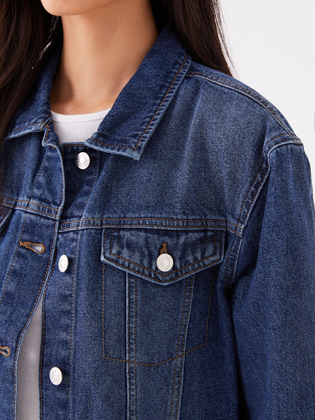 LCW Jeans Collared Neck Women's Denim Jacket -W39846Z8-507