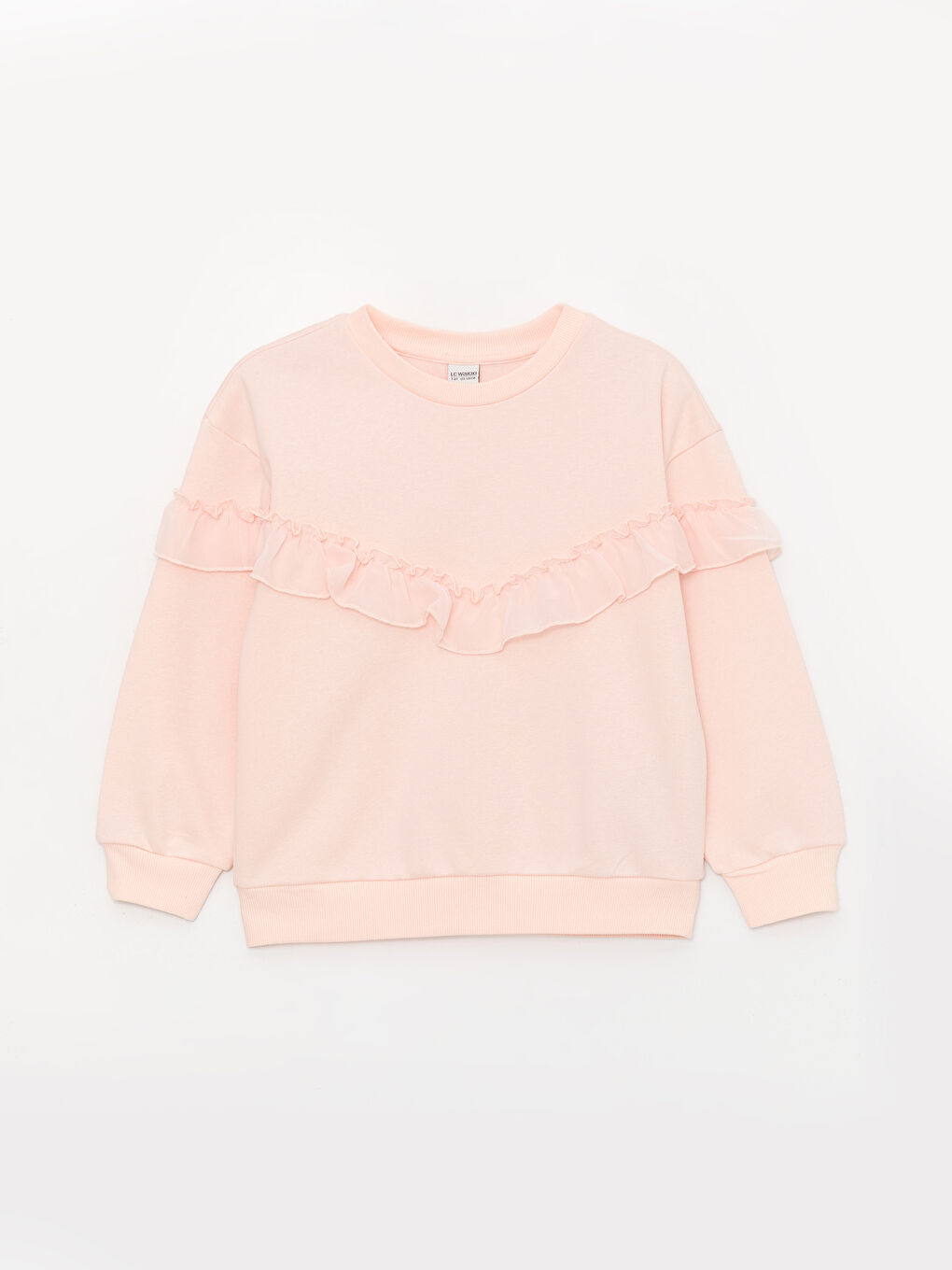 LCW Kids Crew Neck Ruffle Detailed Long Sleeve Girl's Sweatshirt -W39857Z4-FRA