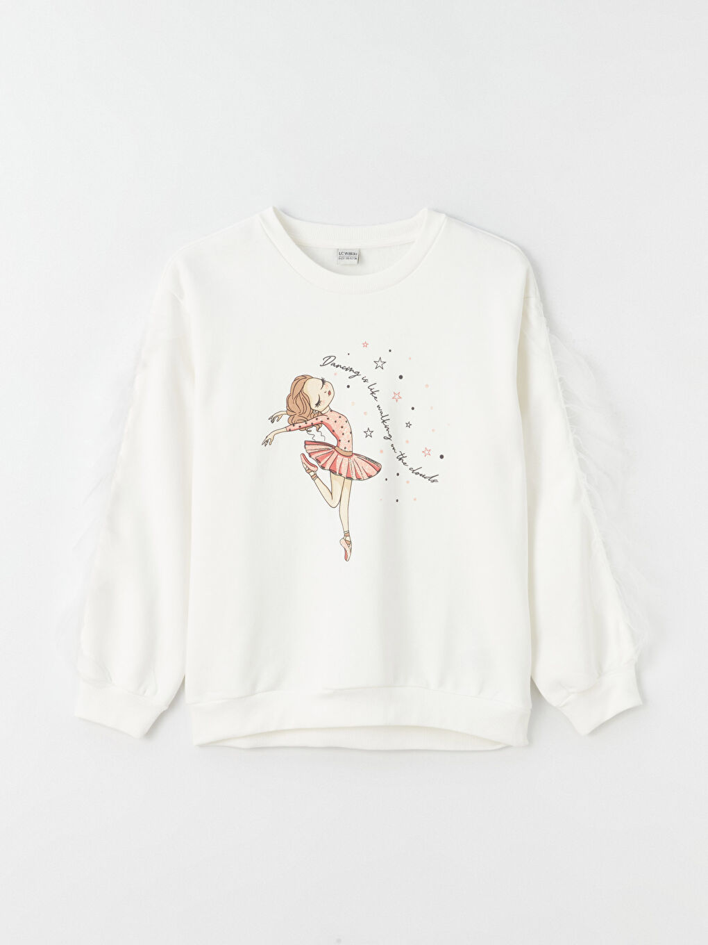 LCW Kids Bisiklet Yaka Baskılı Uzun Kollu Kız Çocuk Sweatshirt -W39861Z4-R9J