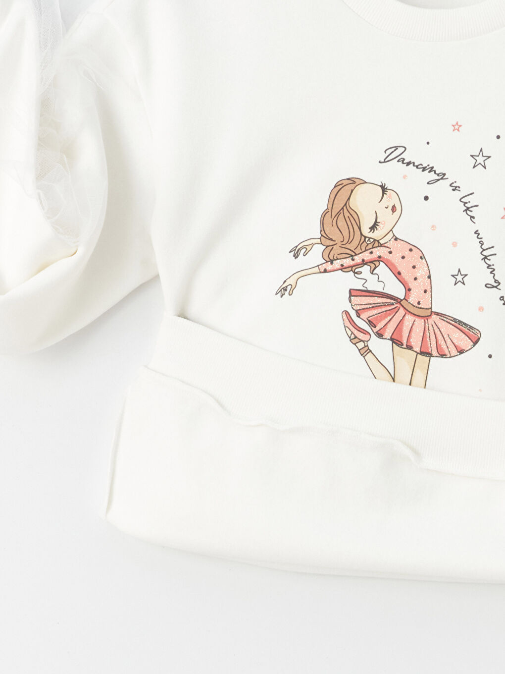 LCW Kids Bisiklet Yaka Baskılı Uzun Kollu Kız Çocuk Sweatshirt -W39861Z4-R9J