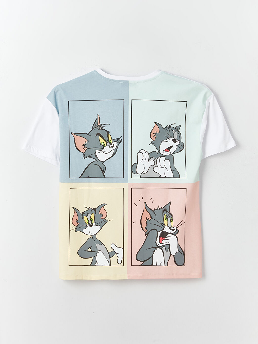 Beyaz Bisiklet Yaka Tom & Jerry Baskılı Kadın Tişört-6