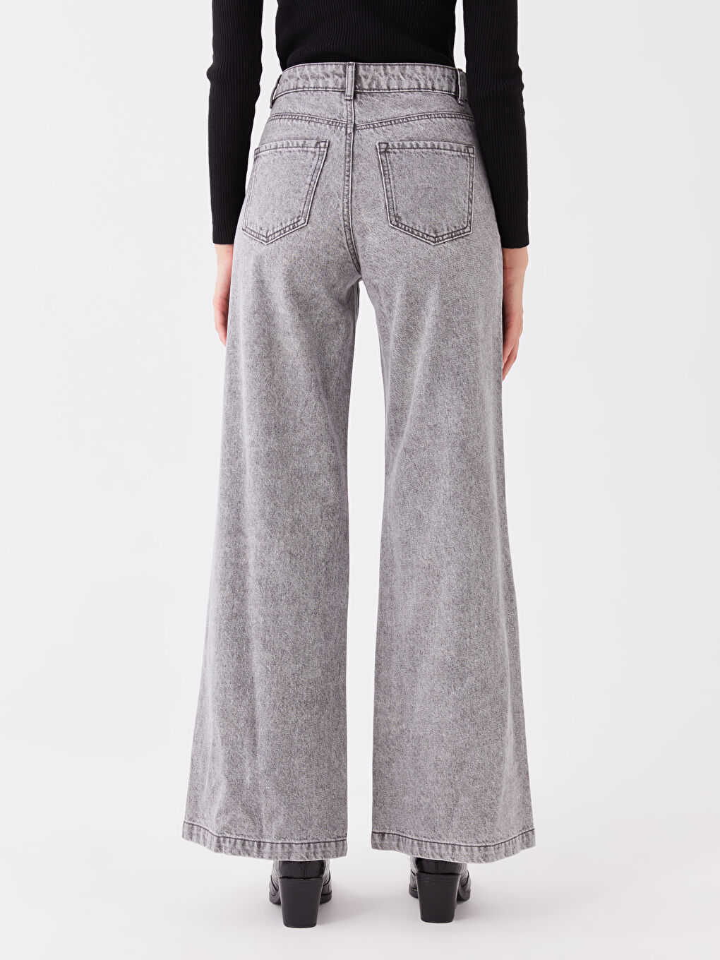 High Waisted Wideleg Women's Jeans-4