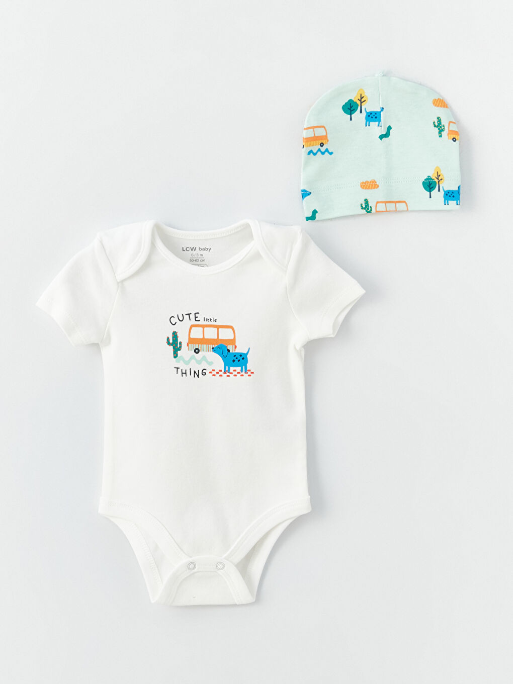 მრგვალი საყელო ნაბეჭდი ახალშობილ ბიჭების საავადმყოფოს კომპლექტი 3-ცალიანი-2