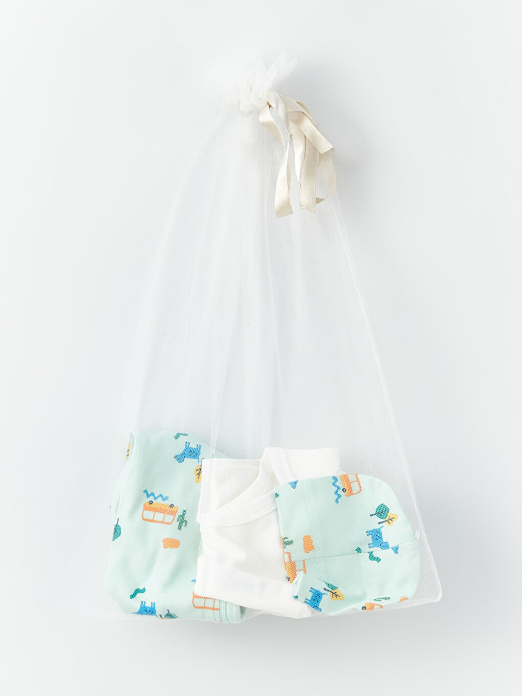 მრგვალი საყელო ნაბეჭდი ახალშობილ ბიჭების საავადმყოფოს კომპლექტი 3-ცალიანი-8