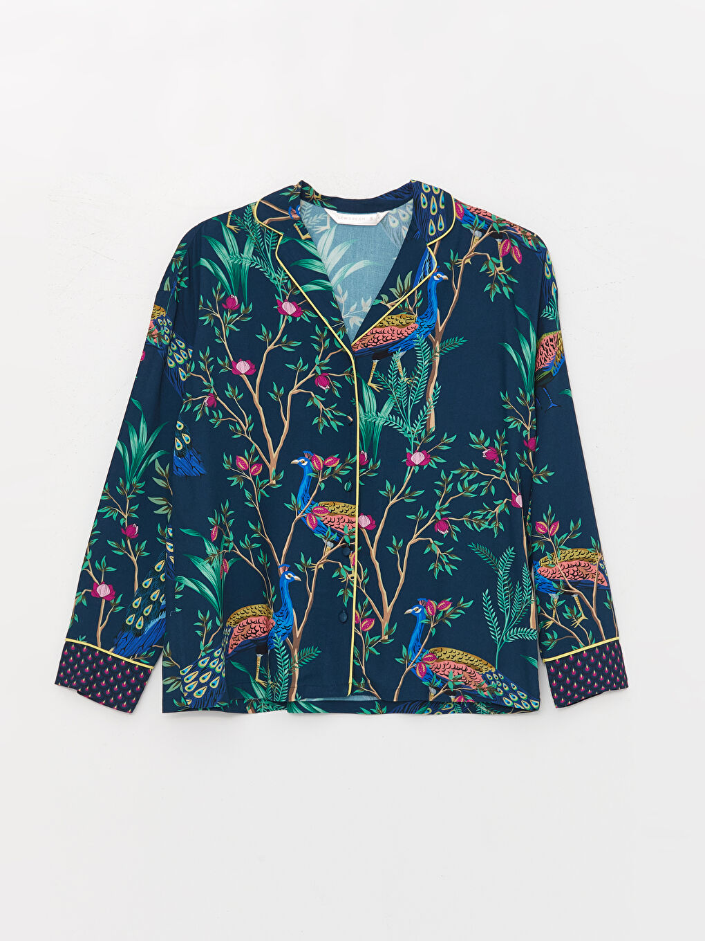 Petrol Gömlek Yaka Desenli Kadın Pijama Takımı-6