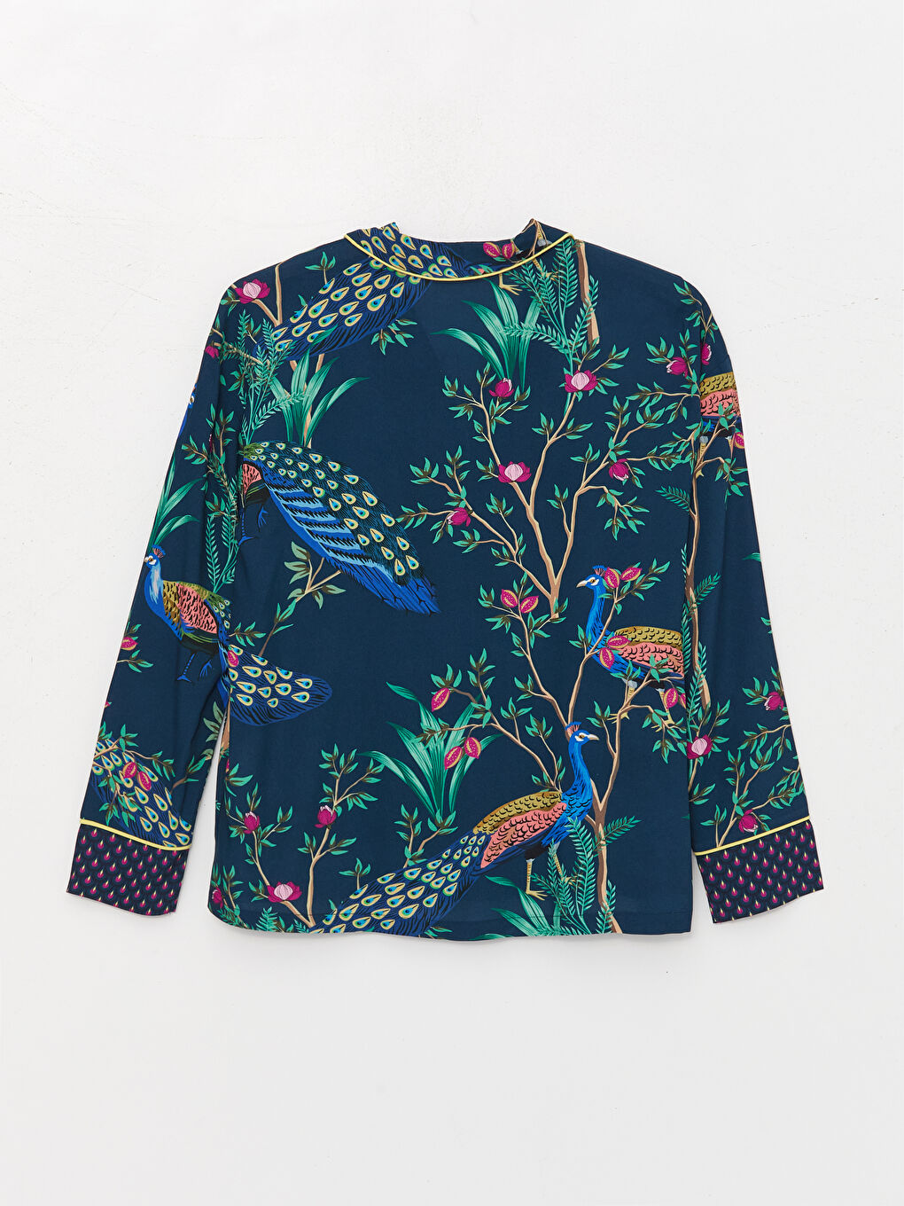 Petrol Gömlek Yaka Desenli Kadın Pijama Takımı-7