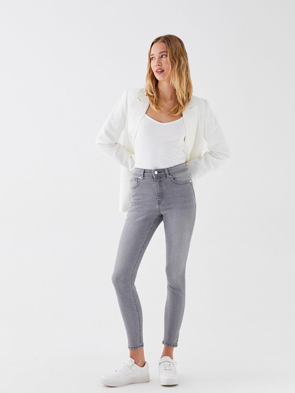 LCW Jeans Hoch taillierte Jupiter Super-Skinny-Fit Jeans für Damen -W39907Z8-GRD