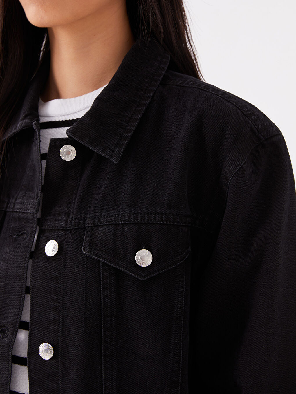 LC Waikiki Collared Neck Women's Denim Jacket -W39928Z8-327