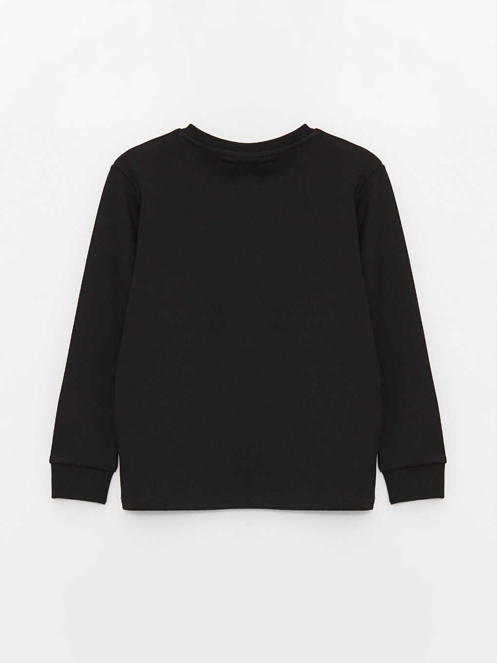 Siyah Bisiklet Yaka Baskılı Uzun Kollu Erkek Çocuk Tişört-1