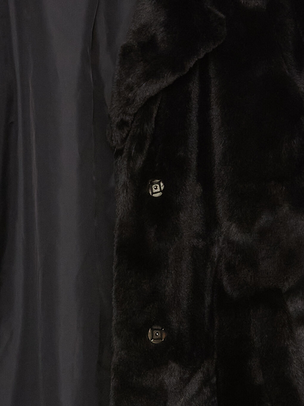 Siyah Ceket Yaka Kadın Kürk Kaban-8