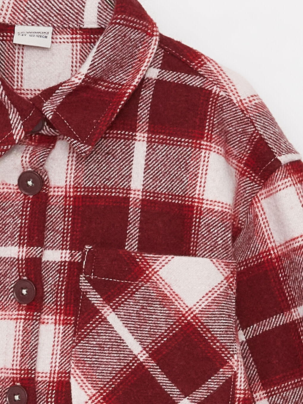 Kırmızı Ekose Uzun Kollu Kız Çocuk Gömlek Ceket-5