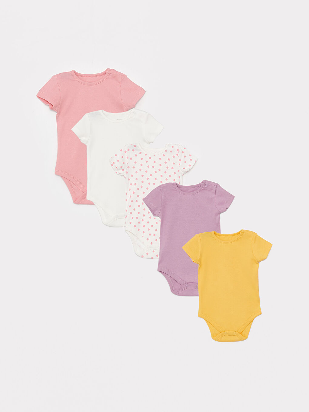 Bodi sa okruglim izrezom i kratkim rukavima za bebe devojčice, pakovanje od 5 komada