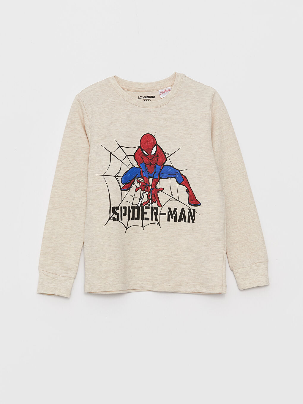 LCW Kids Bej Bisiklet Yaka Spiderman Baskılı Uzun Kollu Erkek Çocuk Pijama Takımı - 2