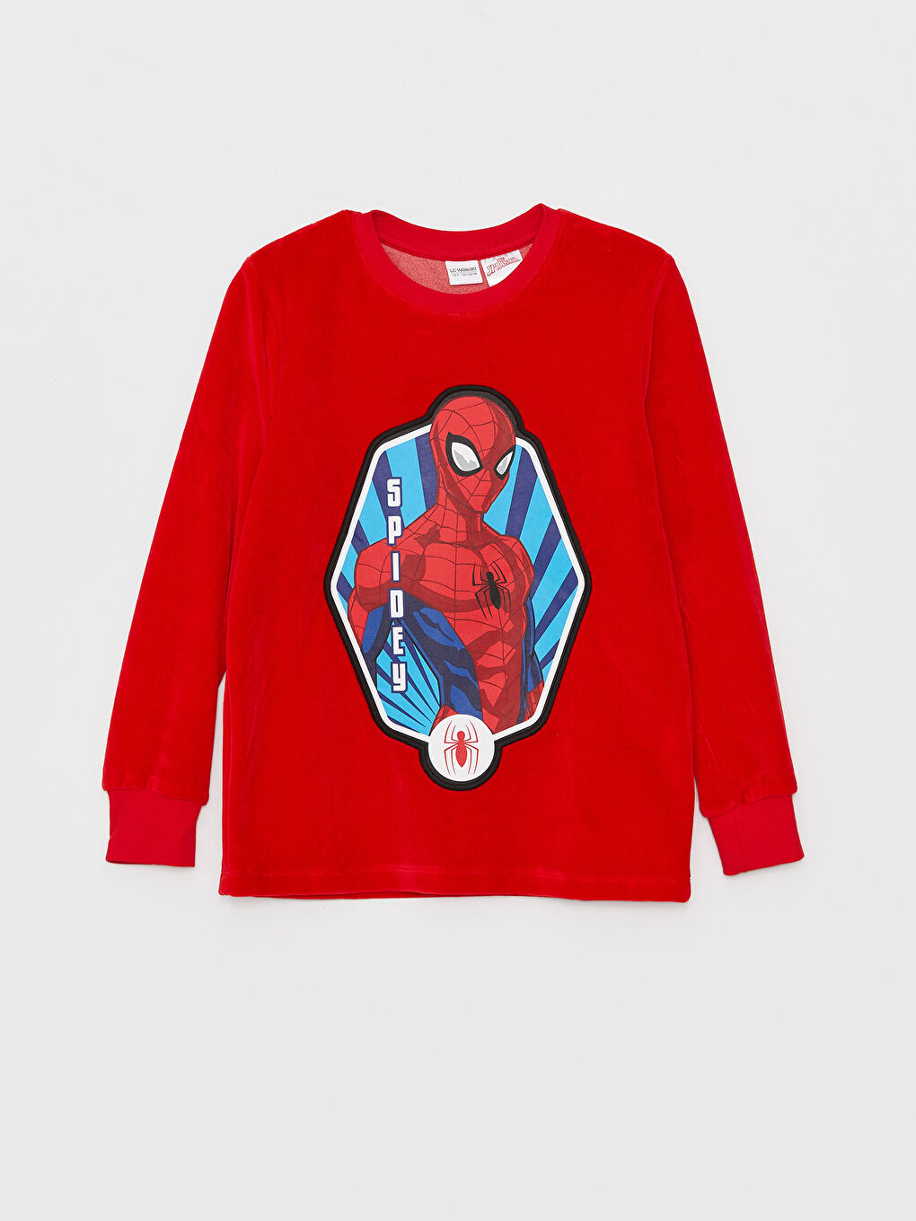 LCW Kids Kırmızı Bisiklet Yaka Spiderman Baskılı Uzun Kollu Erkek Çocuk Pijama Takımı - 1