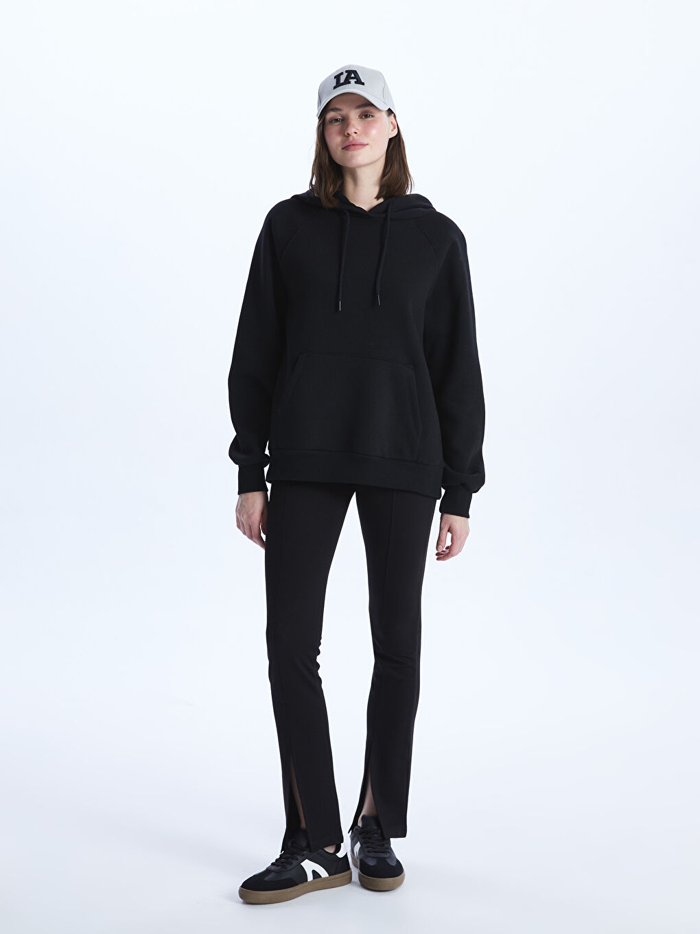 LCW Vision Yeni Siyah Düz Oversize Kadın Hoodie - 2