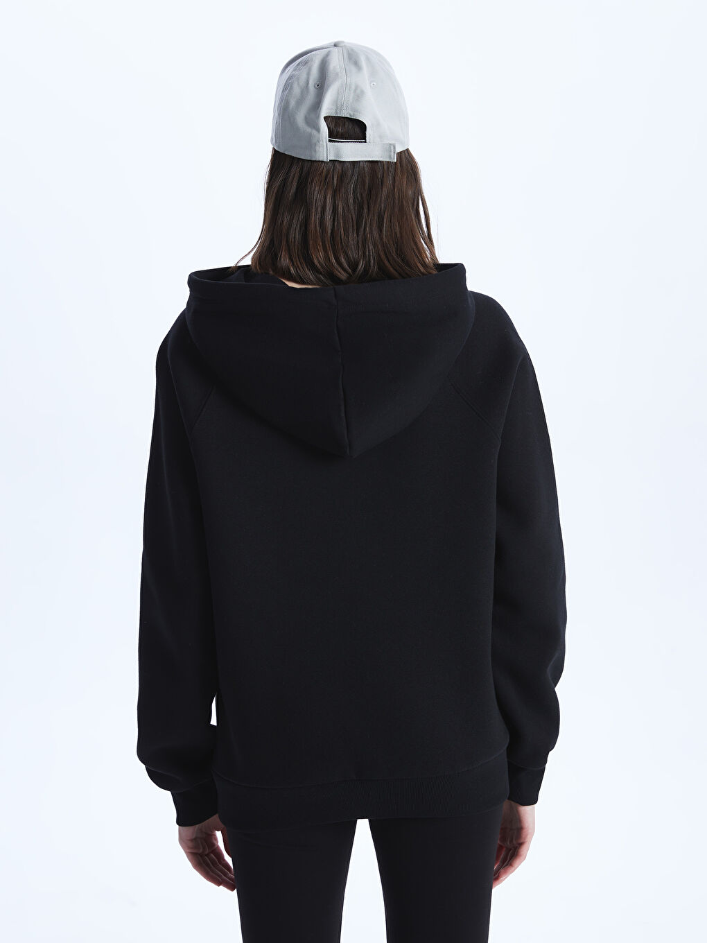 LCW Vision Yeni Siyah Düz Oversize Kadın Hoodie - 4