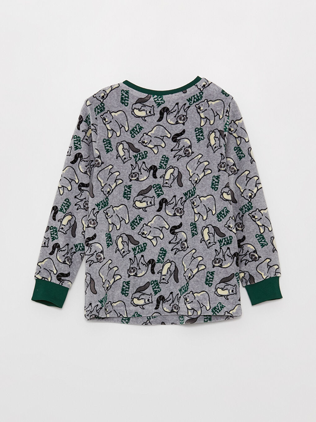 Crew Neck Printed Long Sleeve Velvet Boys Pajama Set-3