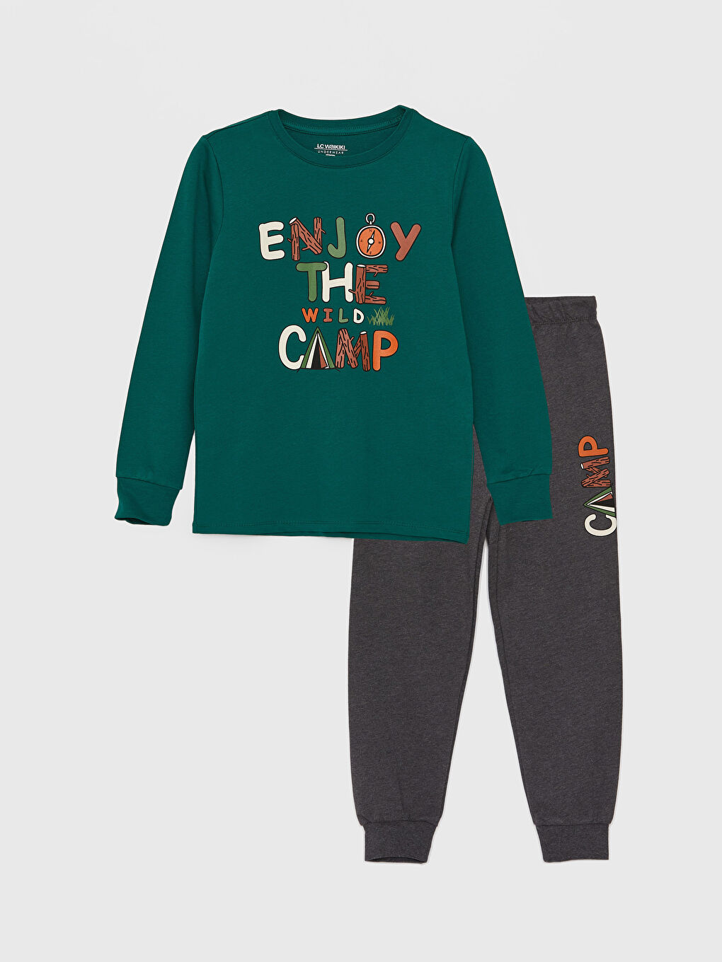 Set de Pijama pentru Băieți cu Mânecă Lungă și Imprimeu cu Guler Rotund