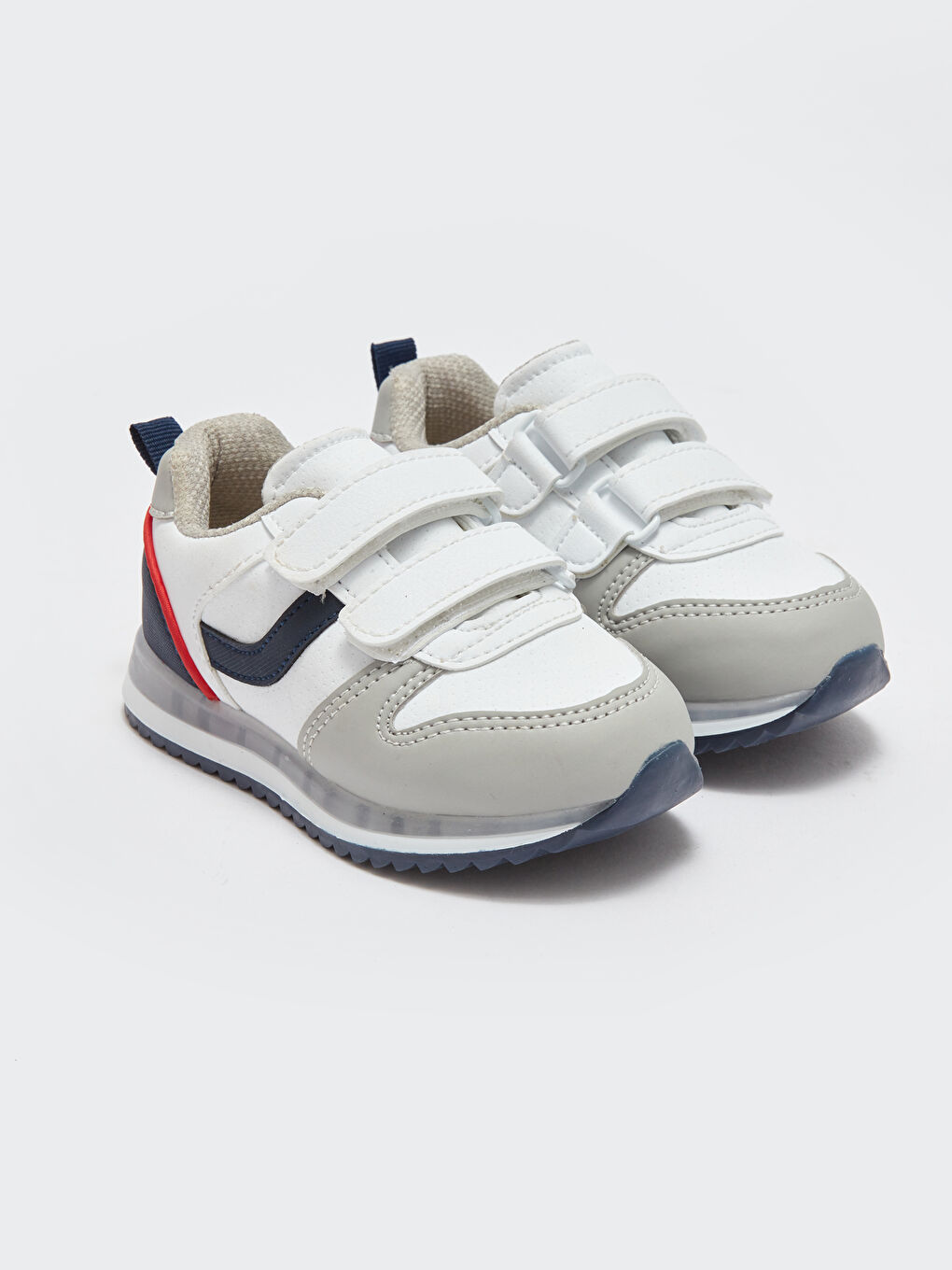 Beyaz Cırt Cırtlı Tabanı Işıklı Erkek Bebek Spor Ayakkabı-1