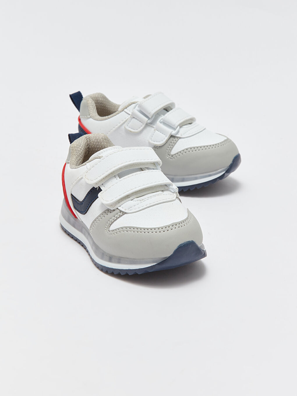 Beyaz Cırt Cırtlı Tabanı Işıklı Erkek Bebek Spor Ayakkabı-3