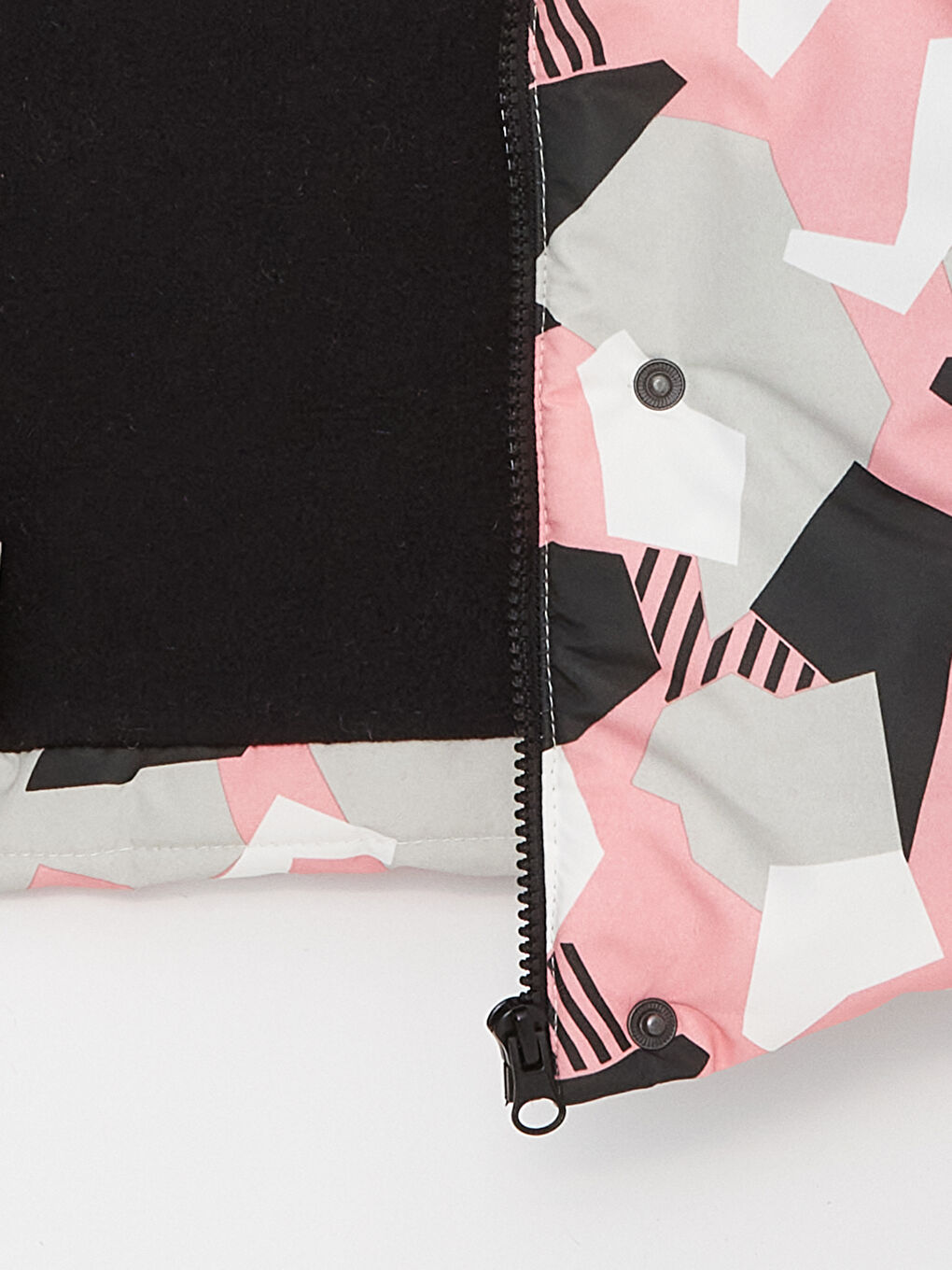 Pembe Kapüşonlu Desenli Kız Çocuk Mont-2