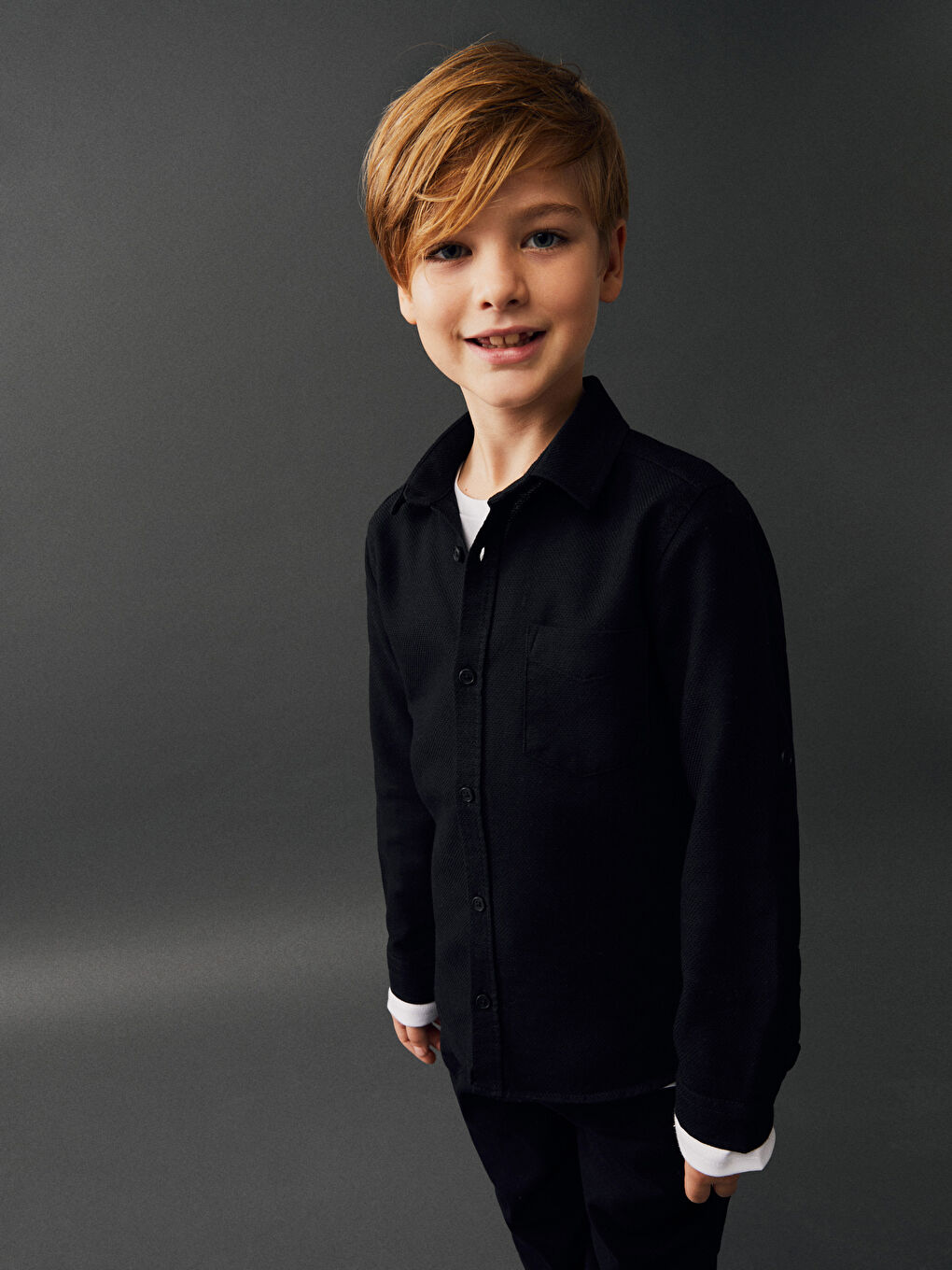 LCW Kids Basic Long Sleeve Boys' Shirt -W3AB94Z4-CVL