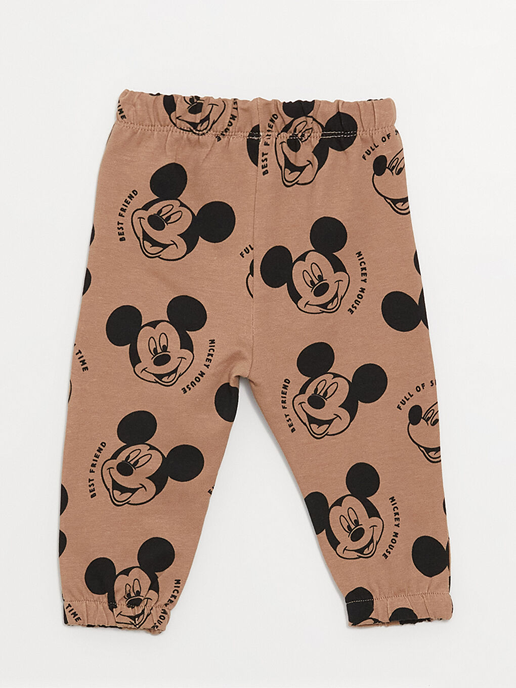 LCW baby Kahverengi Kapüşonlu Uzun Kollu Mickey Mouse Baskılı Erkek Bebek Sweatshirt ve Eşofman Alt 2'li - 4