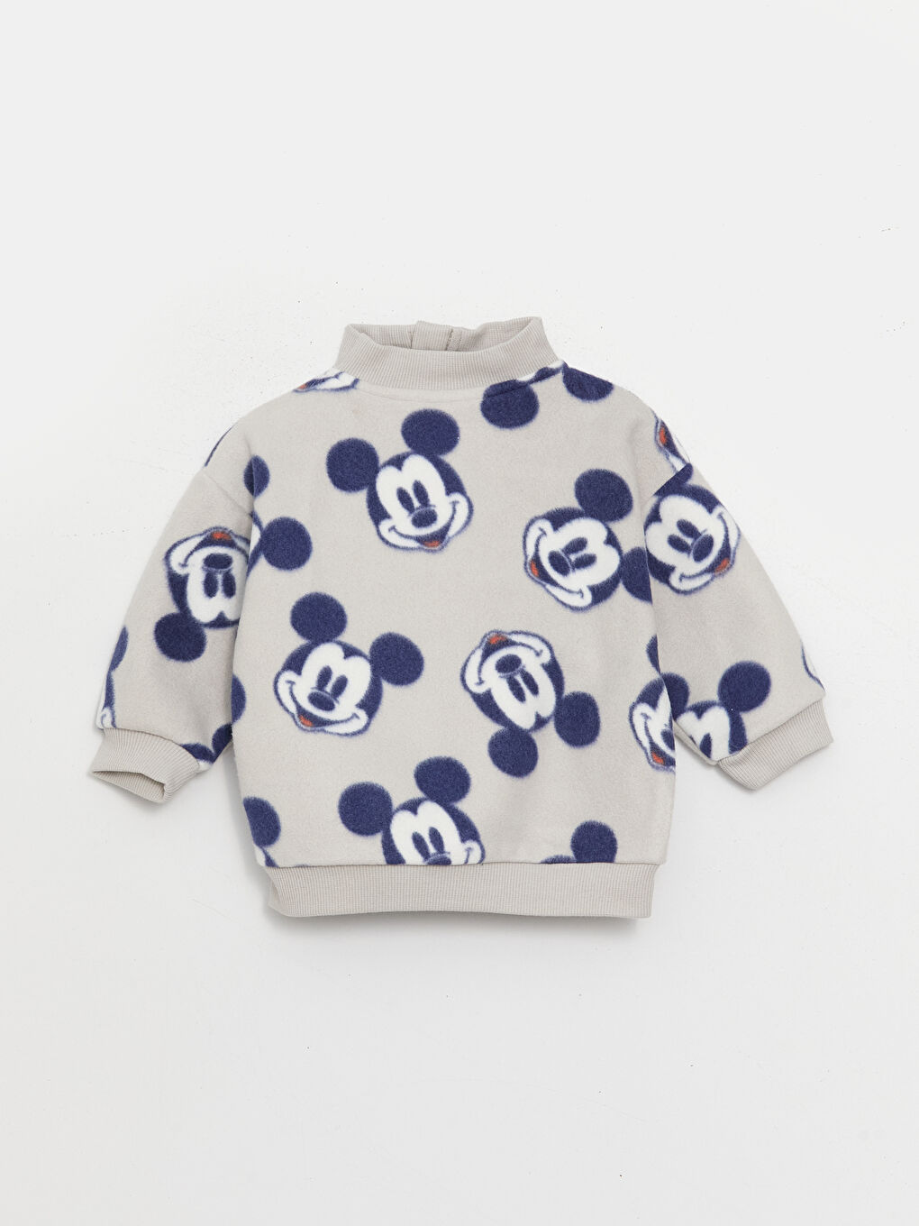 LCW baby Gri Dik Yaka Mickey Mouse Desenli Polar Erkek Bebek Sweatshirt ve Eşofman Altı 2'li Takım - 3