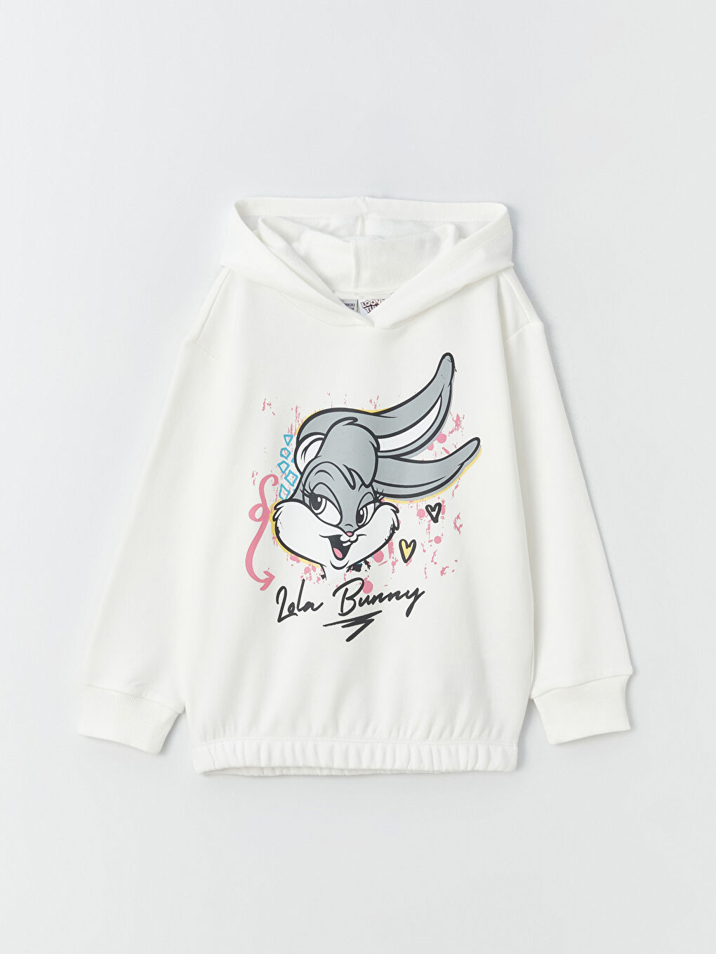 LCW Kids Ekru Lola Bunny Baskılı Uzun Kollu Kız Çocuk Hoodie