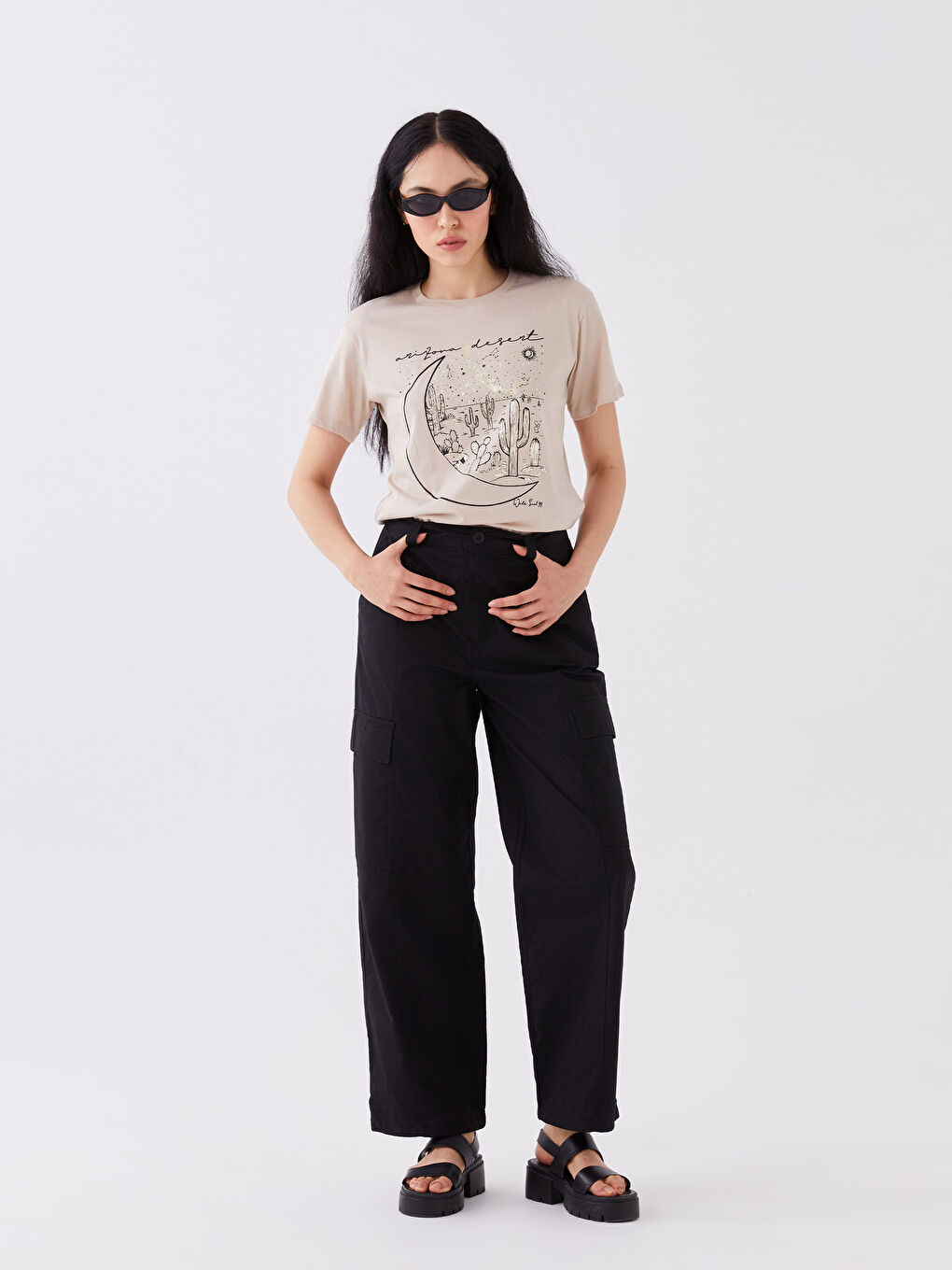 LCW Vision Women's Regular Fit Plain Parachute Trousers -W3AC33Z8-CVL