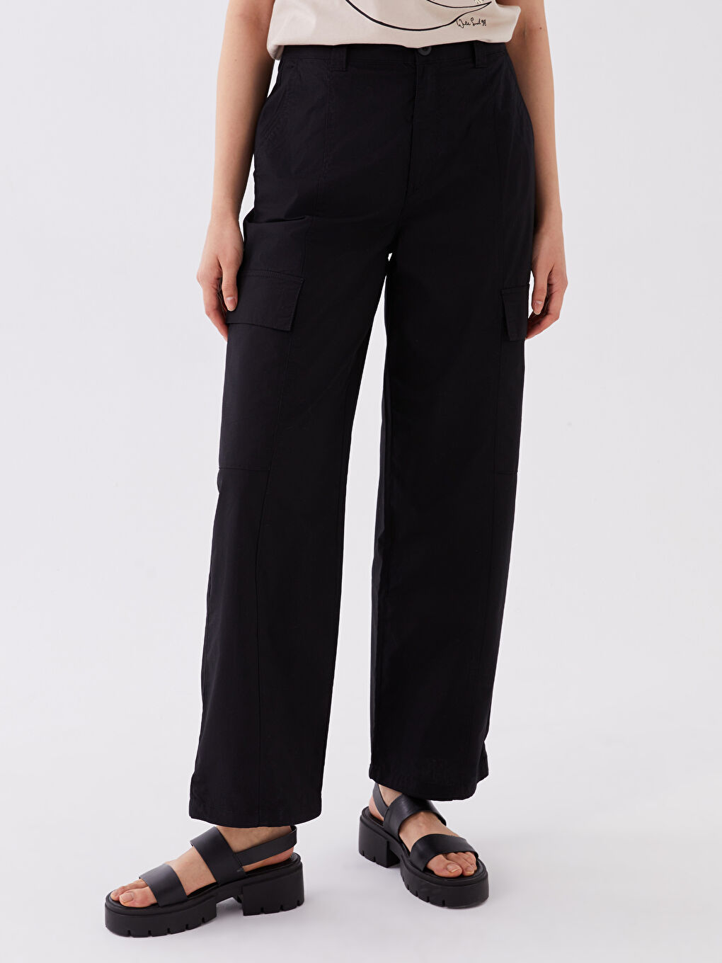 LCW Vision Women's Regular Fit Plain Parachute Trousers -W3AC33Z8-CVL