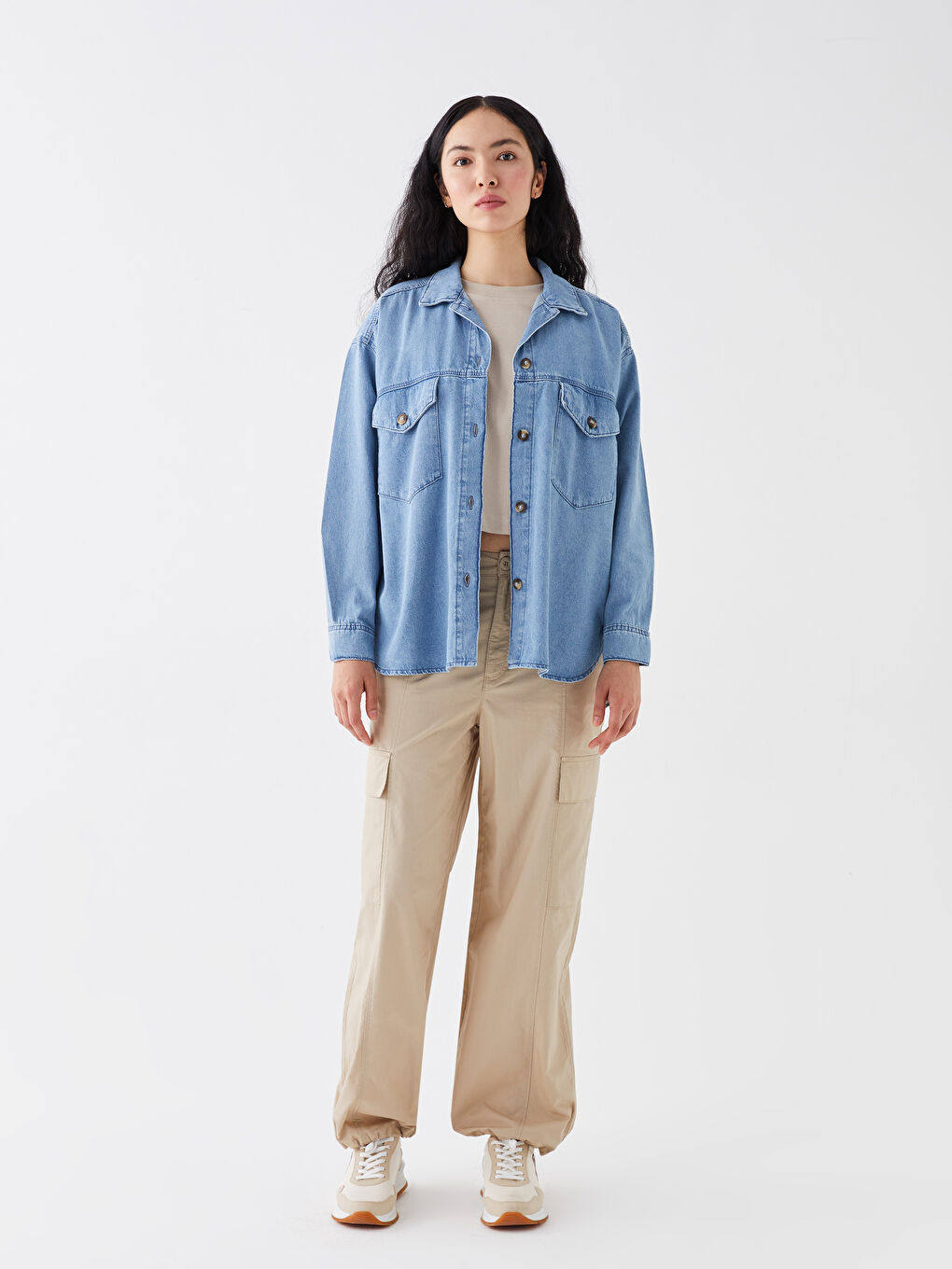LCW Vision Ženske pantalone sa standardnim krojem, jednostavne, padobranskog stila -W3AC33Z8-FGP