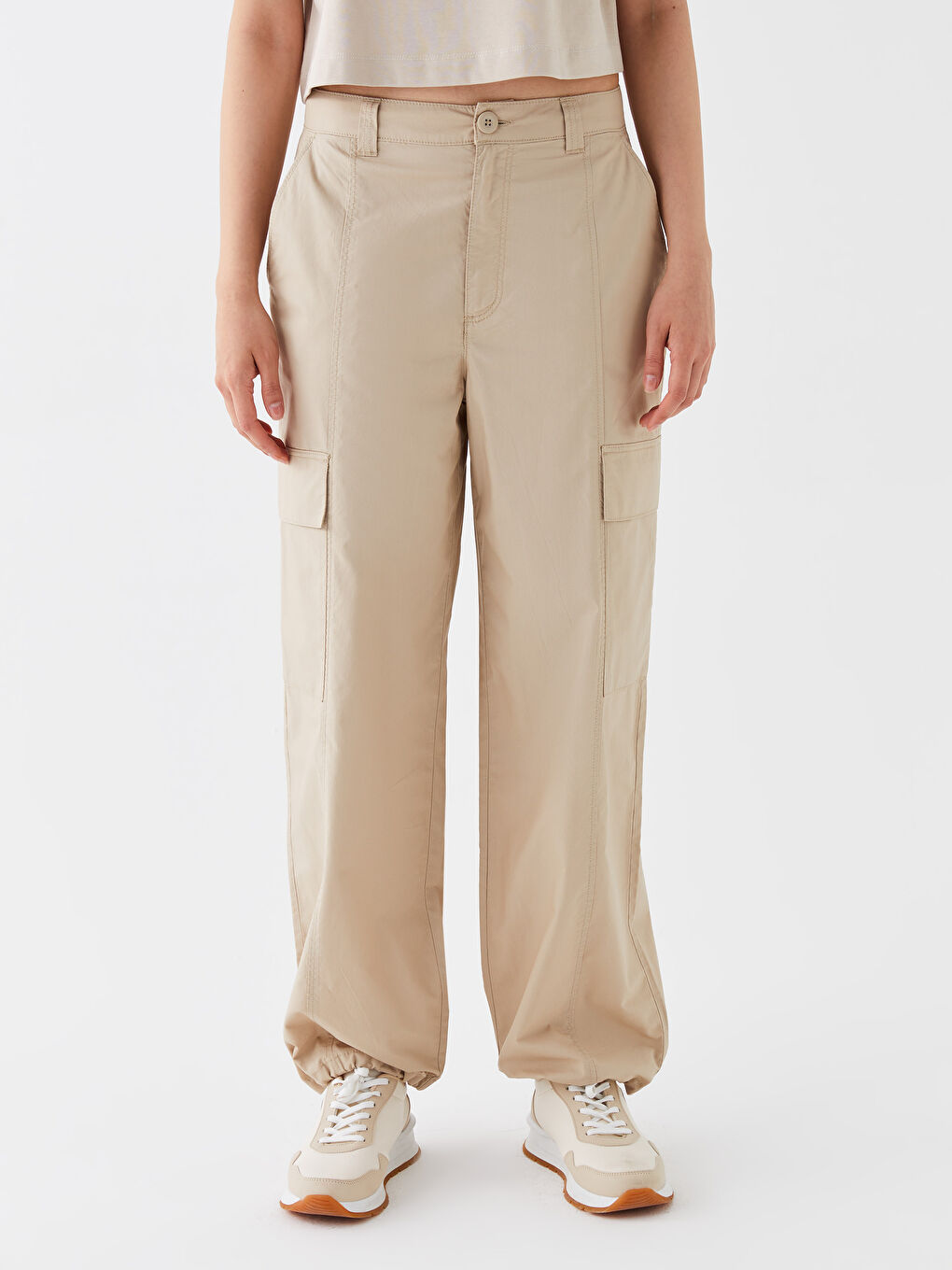 LCW Vision Ženske pantalone sa standardnim krojem, jednostavne, padobranskog stila -W3AC33Z8-FGP