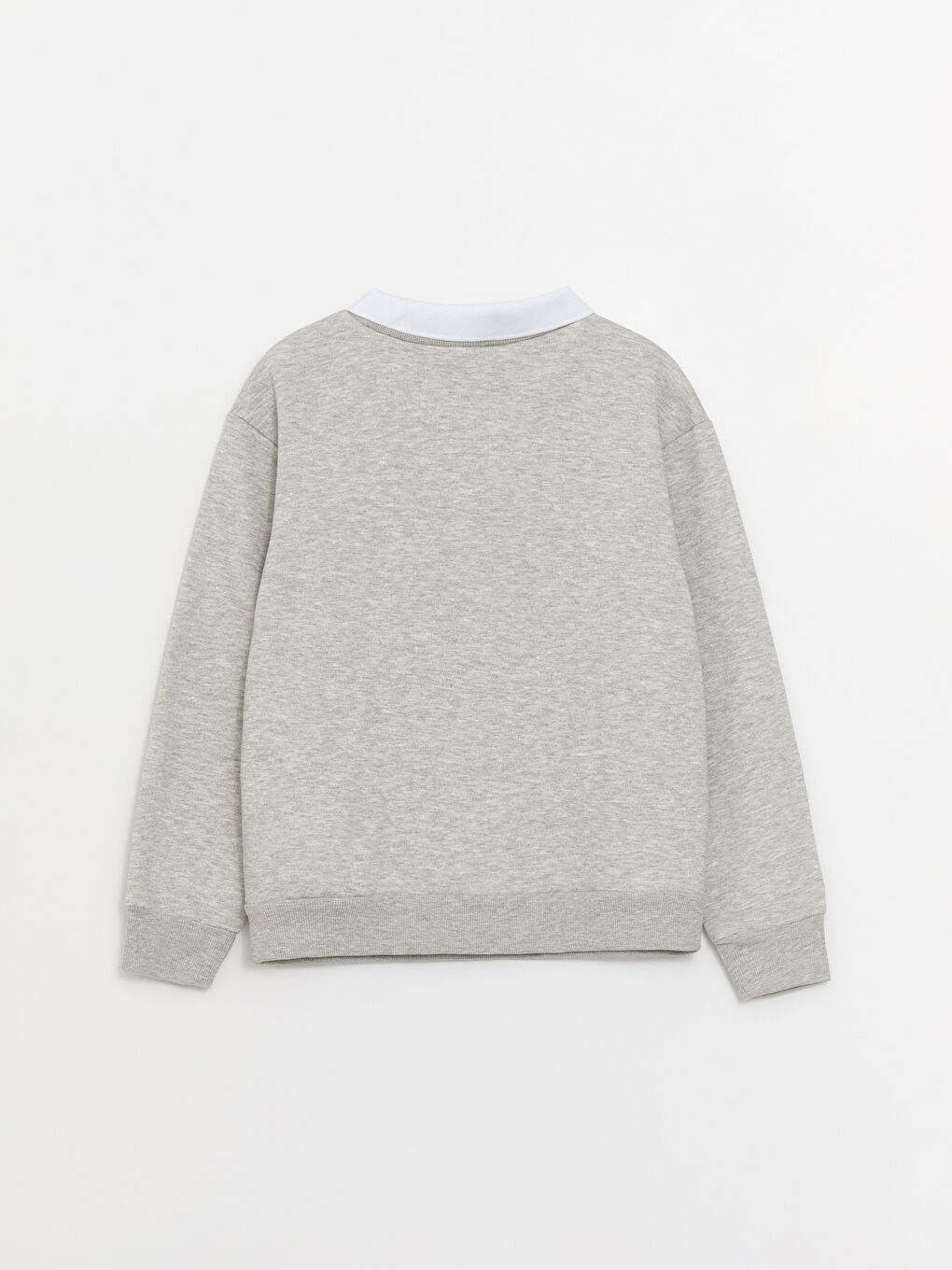 Gri Gömlek Yaka Baskılı Uzun Kollu Kız Çocuk Sweatshirt-1