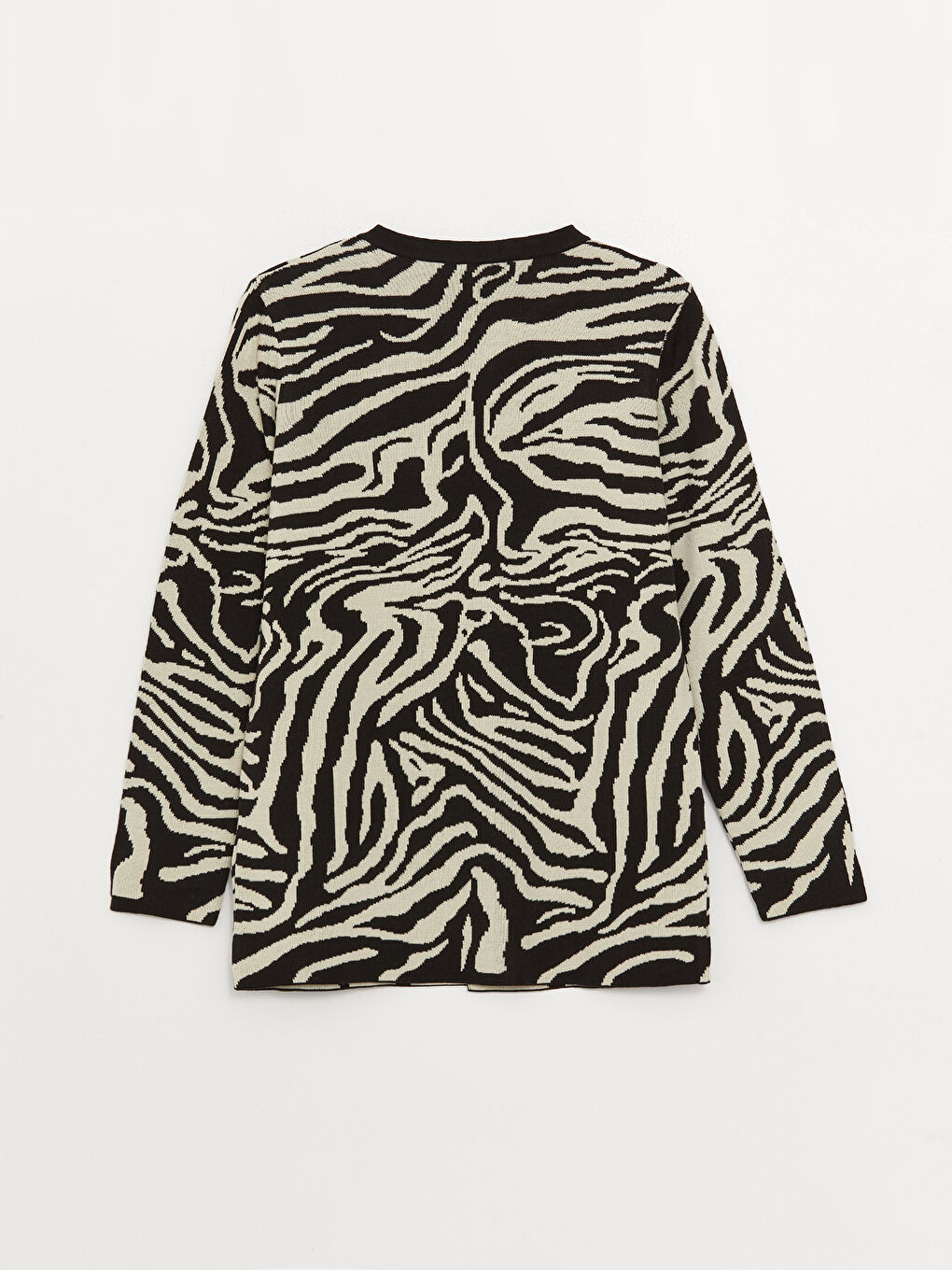 Tied Collar Patterned Long-Sleeve Women's Cardigan-6