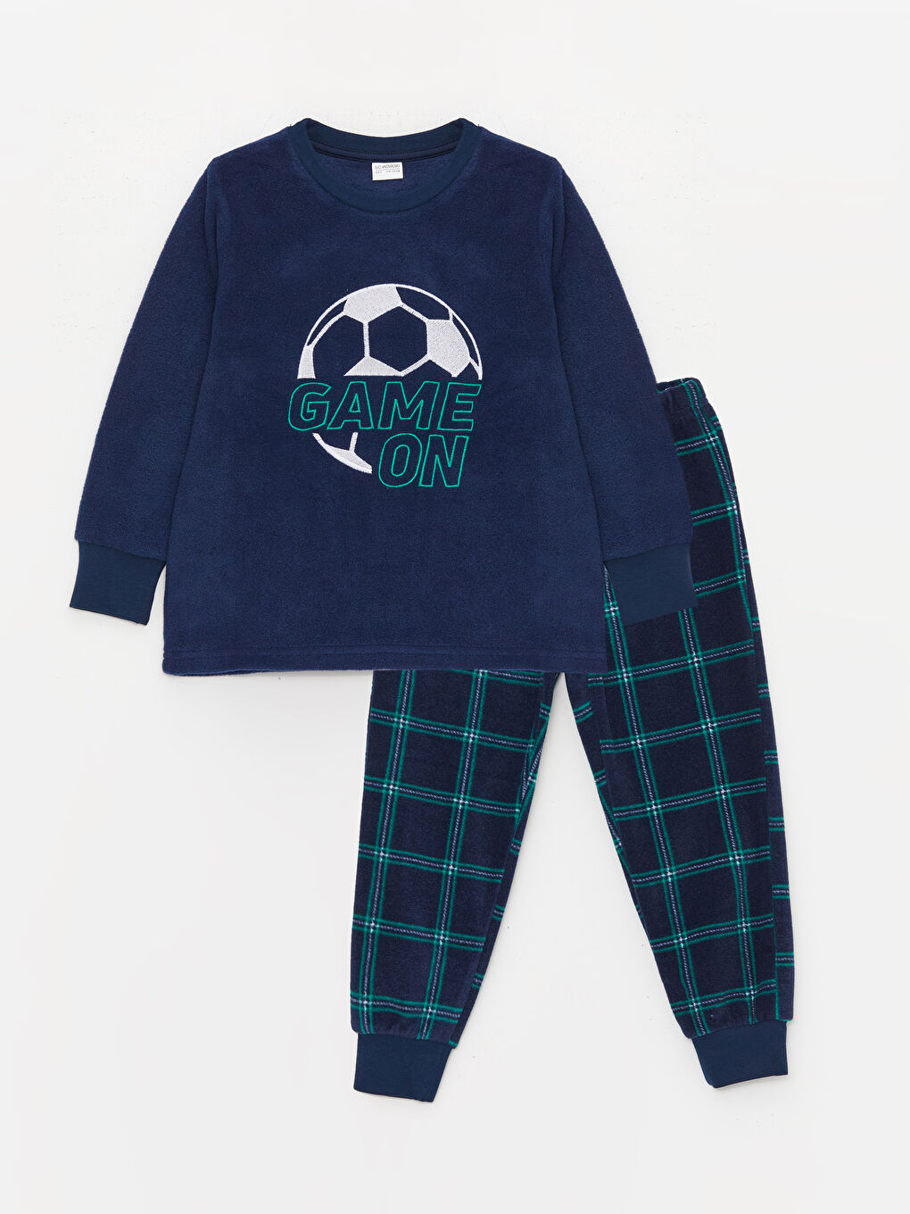 Crew Neck Embroidered Long Sleeve Polar Boys' Pyjama Set