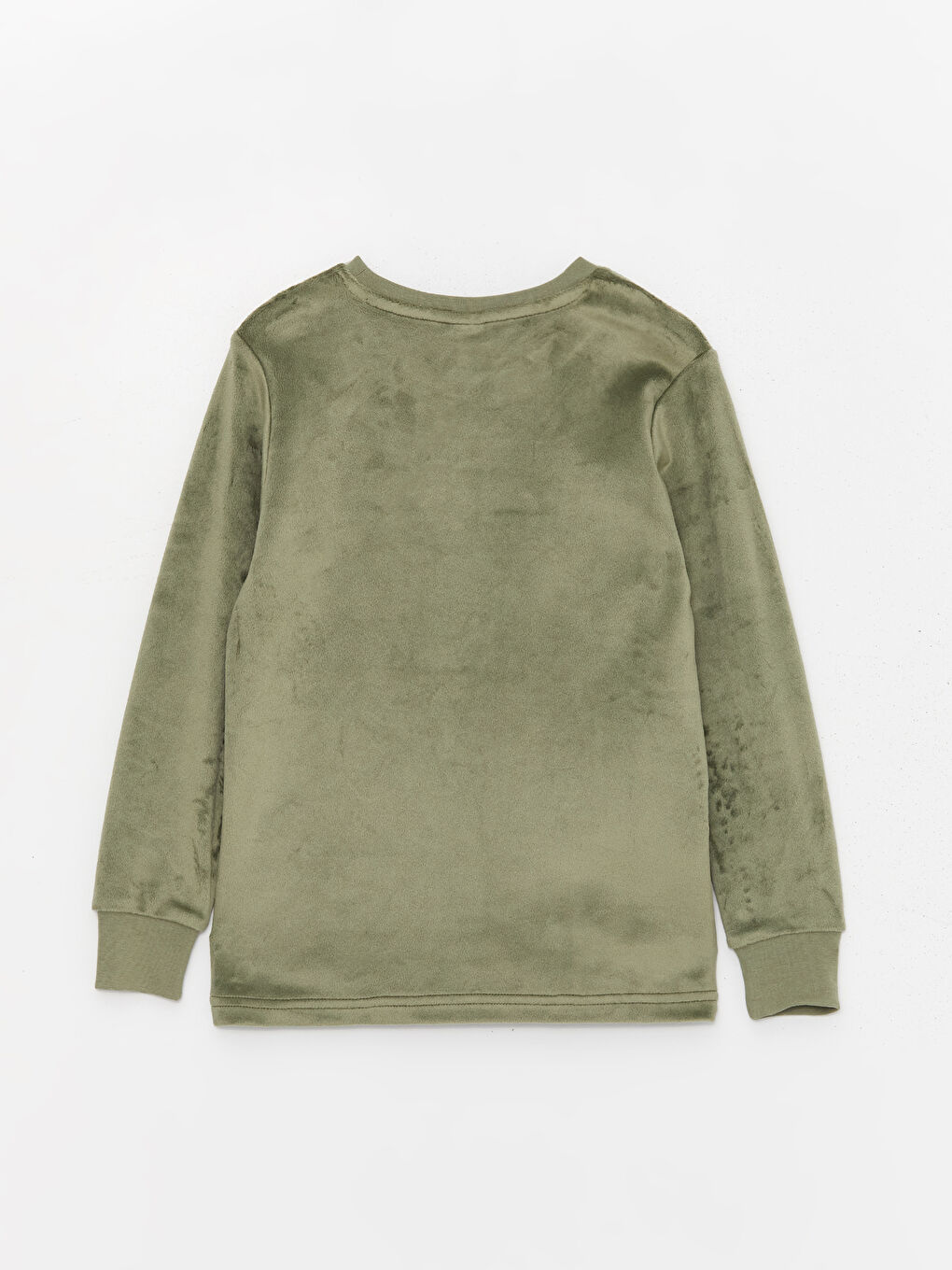 Yeşil Bisiklet Yaka Uzun Kollu Kadife Erkek Çocuk Pijama Takımı-2