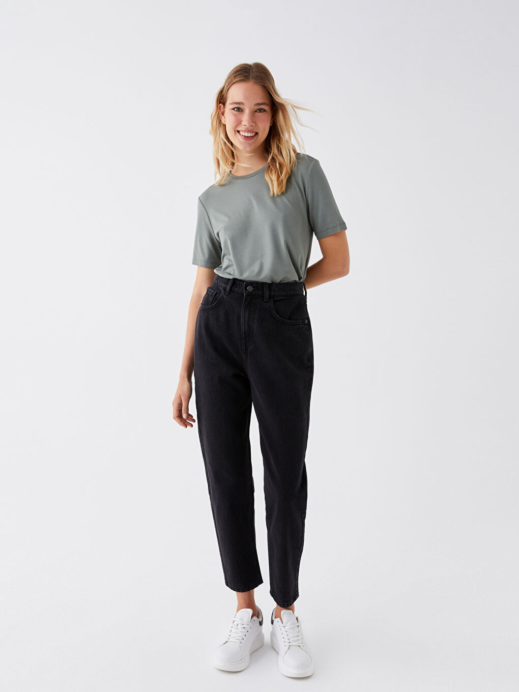 Jean Coupe Maman Taille Haute pour Femmes-2